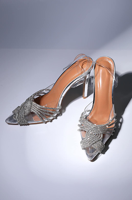 SUPER WHOLESALE | Lumi Crystal Embellished Sandals In Silver