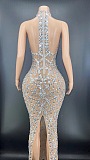 SUPER WHOLESALE | Liora Sequin Crystal Maxi Dress In Light Nude