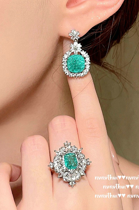SUPER WHOLESALE | Peacock Green Zircon Jewelry Set
