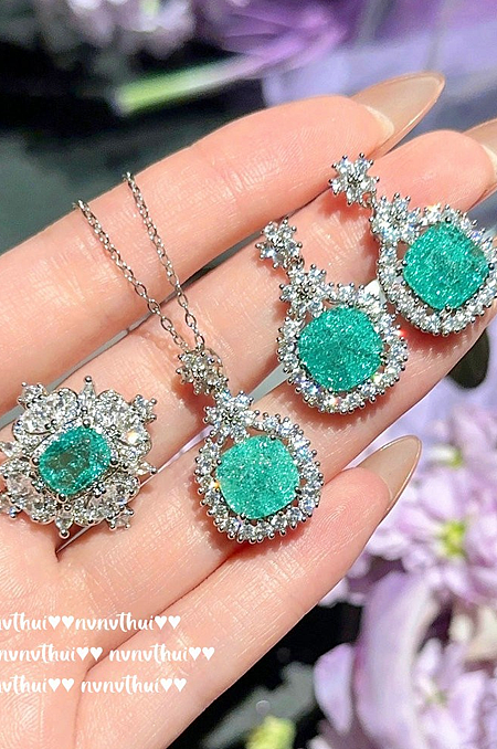 SUPER WHOLESALE | Peacock Green Zircon Jewelry Set