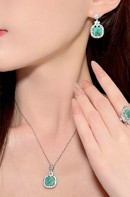 SUPER WHOLESALE | Peacock Green Zircon Jewelry Set