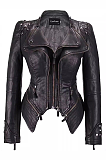 SUPER WHOLESALE |  Studded Zipper Leather Jacket