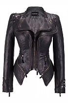 SUPER WHOLESALE |  Studded Zipper Leather Jacket