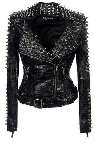 SUPER WHOLESALE |  Studded Zipper Leather Jacket