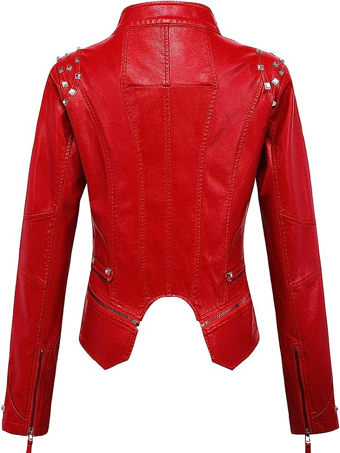 SUPER WHOLESALE |  Studded Zipper Leather Jacket