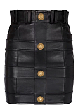 SUPER WHOLESALE |  PU Material Patchwork Small Round Neck Shoulder Pad Dress Set