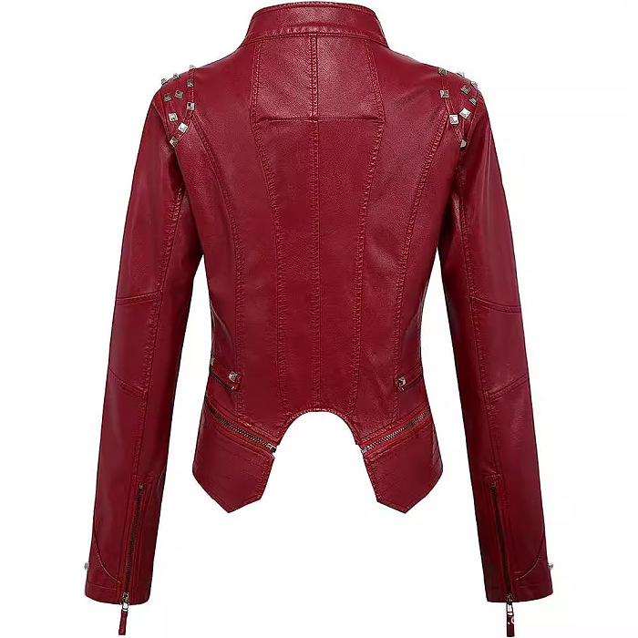 SUPER WHOLESALE |  Studded Zipper Leather Jacket