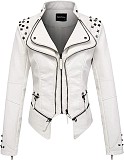 SUPER WHOLESALE |  Studded Zipper Leather Jacket