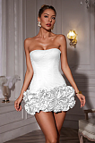 SUPER WHOLESALE | Birtin Strapless Flower Mini Dress In Red