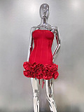 SUPER WHOLESALE | Birtin Strapless Flower Mini Dress In Red