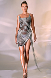 SUPER WHOLESALE | Verona Embellished Diamond Chain Dress In Black