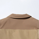 SUPER WHOLESALE |  Color-Blocked Spliced Faux Two-Piece Design Long Trench Coat