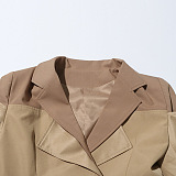 SUPER WHOLESALE |  Color-Blocked Spliced Faux Two-Piece Design Long Trench Coat