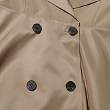 SUPER WHOLESALE |  Color-Blocked Spliced Faux Two-Piece Design Long Trench Coat