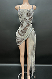 SUPER WHOLESALE | Verona Embellished Diamond Chain Dress In Black