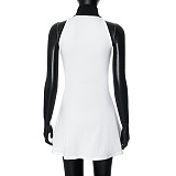 SUPER WHOLESALE | Off-shoulder Stripy Front Zipped  Dress
