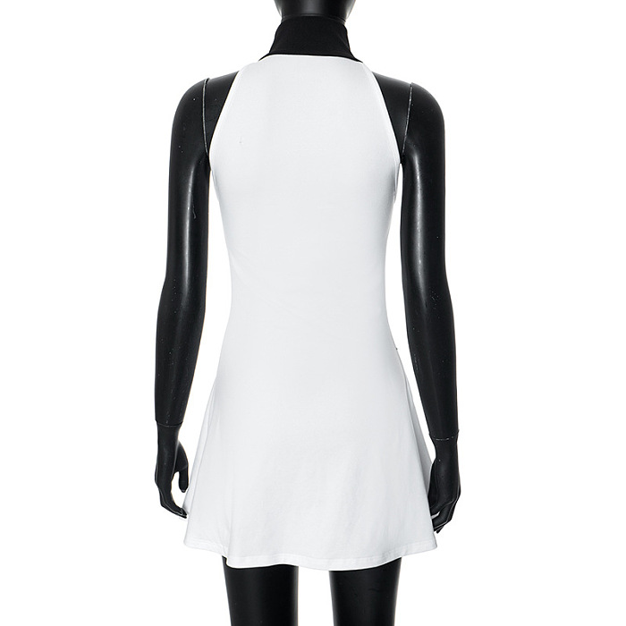 SUPER WHOLESALE | Off-shoulder Stripy Front Zipped  Dress