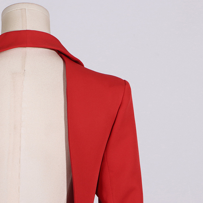 SUPER WHOLESALE | Dacre Back Cutout Flower Blazer In Red