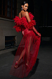 SUPER WHOLESALE | Satine Spaghetti Tulle Maxi Dress With Gloves