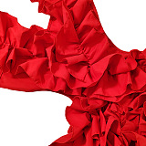 SUPER WHOLESALE |  Margie Cutout Ruffle Tiered Dress In Red