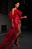 SUPER WHOLESALE | Satine Spaghetti Tulle Maxi Dress With Gloves