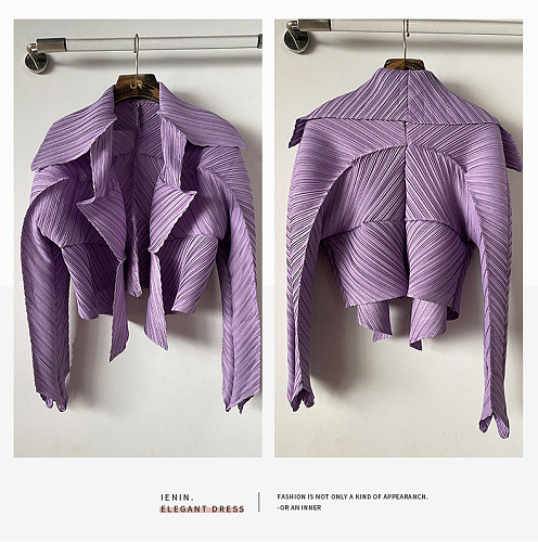 SUPER WHOLESALE | Large Collar Asymmetrical Cropped Jacket