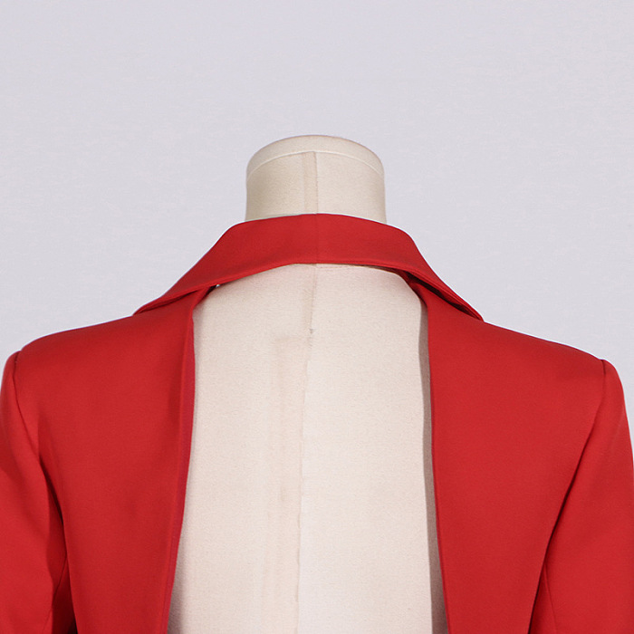 SUPER WHOLESALE | Dacre Back Cutout Flower Blazer In Red