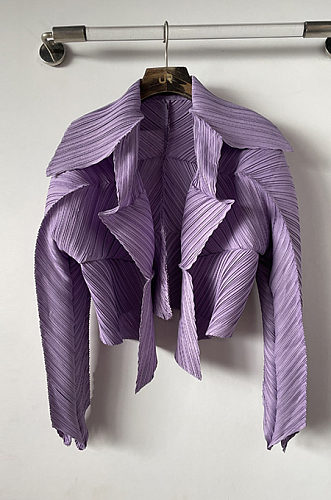 SUPER WHOLESALE | Large Collar Asymmetrical Cropped Jacket