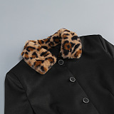 SUPER WHOLESALE |  Leopard Print Patchwork Slim-Fit Jacket and Shorts Two-Piece Set