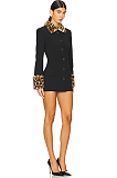 SUPER WHOLESALE |  Leopard Print Patchwork Slim-Fit Jacket and Shorts Two-Piece Set