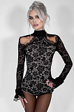 SUPER WHOLESALE | Lace Sheer Cropped Jumpsuit