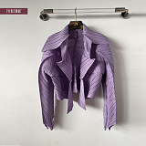 SUPER WHOLESALE | Large Collar Asymmetrical Cropped Jacket