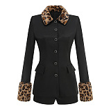 SUPER WHOLESALE |  Leopard Print Patchwork Slim-Fit Jacket and Shorts Two-Piece Set