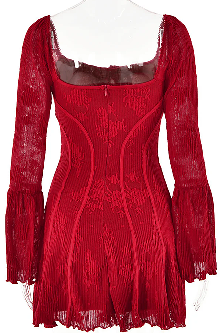 SUPER WHOLESALE |  Lowell Square Neck Floral Mini Dress In Red