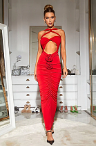 SUPER WHOLESALE | Pomeline Rose Bodycon Maxi Dress In Red