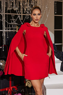 SUPER WHOLESALE | Faustina Bow Cape Mini Dress