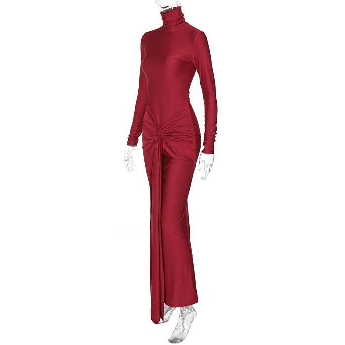 SUPER WHOLESALE | Rumaysa Long Sleeve Twisted Maxi Dress In Red