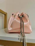 SUPER WHOLESALE | Mattea Satin Crystal Embellished Bucket Bag In Hot Pink