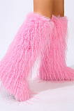 SUPER WHOLESALE | Furry Ankle Height Teddy Boots in Pink