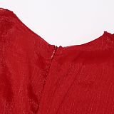 SUPER WHOLESALE | Anneline V Neck Ruched Mini Dress In Red