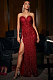 SUPER WHOLESALE | Lora Strapless Snake Embellished Split Sequin Dress