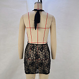 SUPER WHOLESALE | Harvey Halterneck Lace Mini Dress In Red