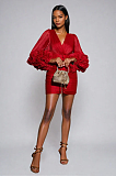 SUPER WHOLESALE | Anneline V Neck Ruched Mini Dress In Red