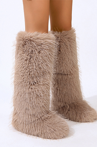 SUPER WHOLESALE | Furry Ankle Height Teddy Boots in Brown