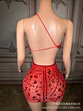 SUPER WHOLESALE | Gianni Backless Rhinestone Mesh Mini Dress In Red