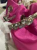 SUPER WHOLESALE | Mattea Satin Crystal Embellished Bucket Bag In Hot Pink