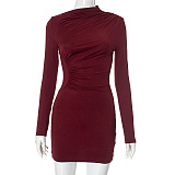 SUPER WHOLESALE |  Long Sleeve Ruched Mini Dress