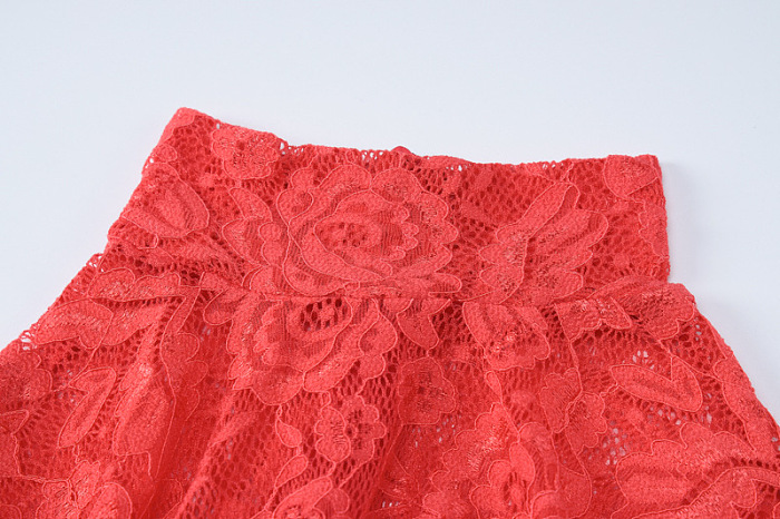SUPER WHOLESALE |Damien Long Sleeve Lace Maxi Dress In Red