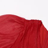 SUPER WHOLESALE | Anneline V Neck Ruched Mini Dress In Red