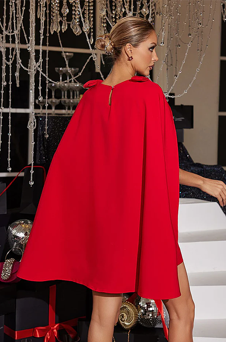 SUPER WHOLESALE | Faustina Bow Cape Mini Dress